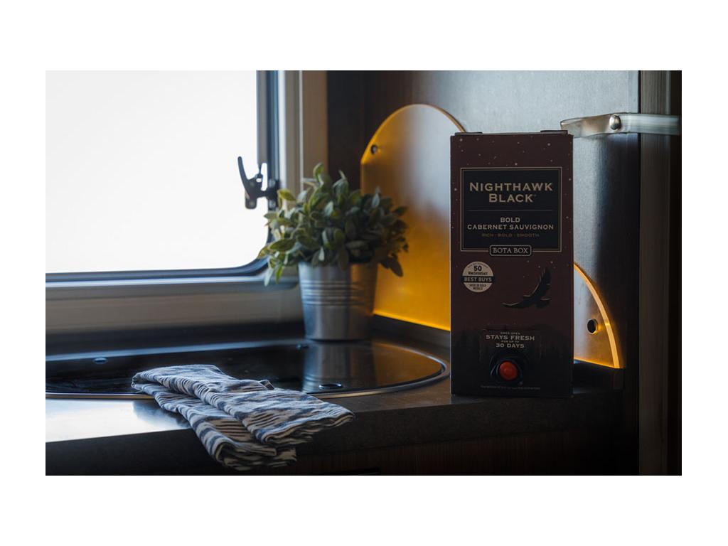 Boxed wine sitting on counter