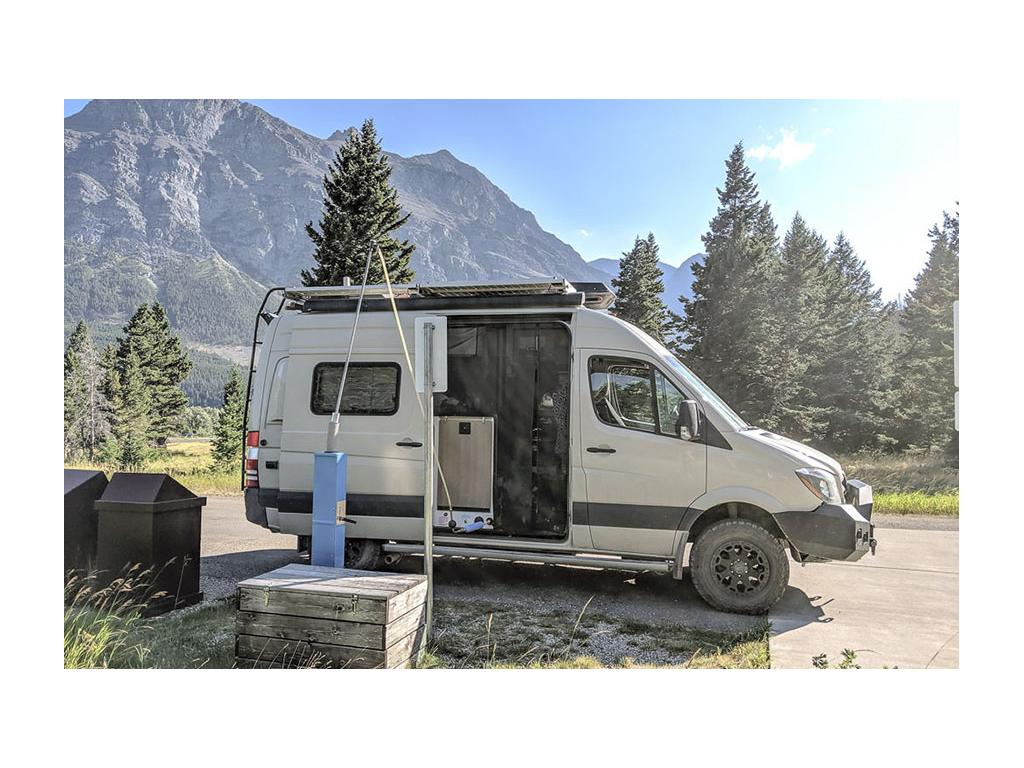 Revel at a dump station filling fresh water tank