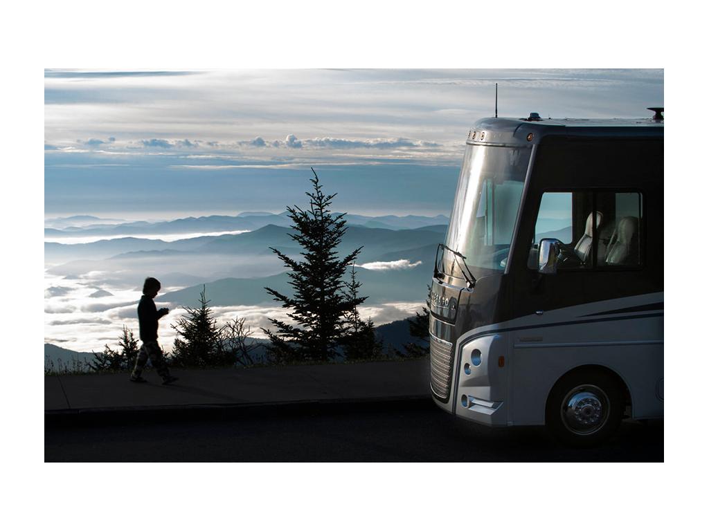 Dakota walking towards Adventurer in Great Smoky Mountains
