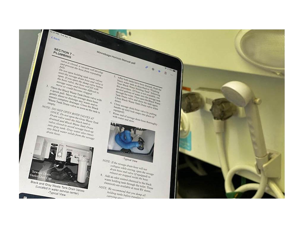 Winnebago Horizon Manual on iPad