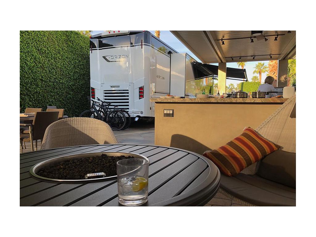 Horizon parked near outdoor kitchen