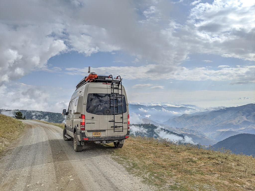 Winnebago Revel parked overlooking Hells Canyon in Idaho