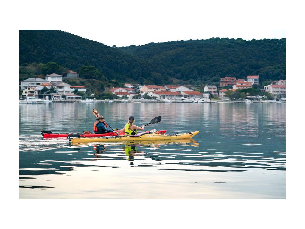 Abby and Kathy kayaking in Croatia
