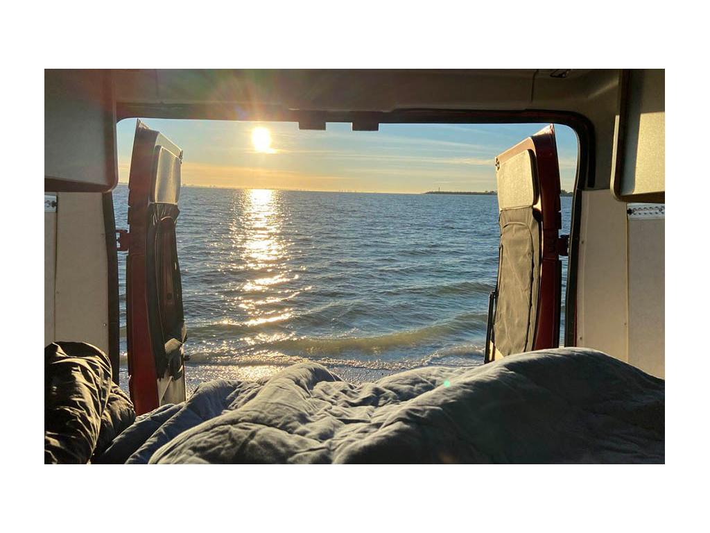 View of ocean out rear doors of Solis