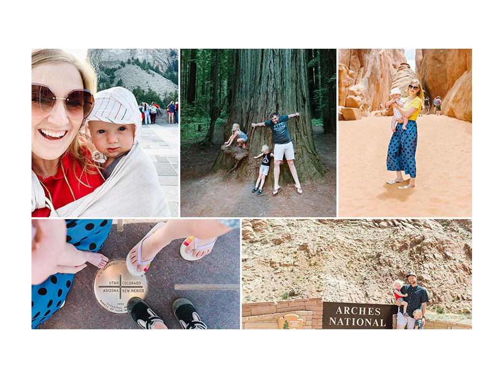 Photo collage of Wages family road trips