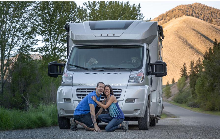 Jon and Nadia sitting in front of Trend smiling