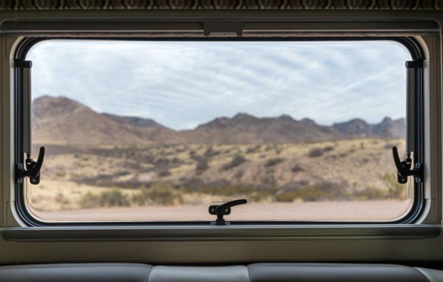 Detail view of dual pane acrylic windows