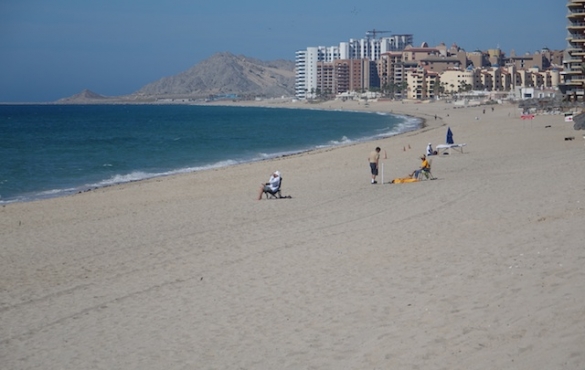 Resorts along a beach.