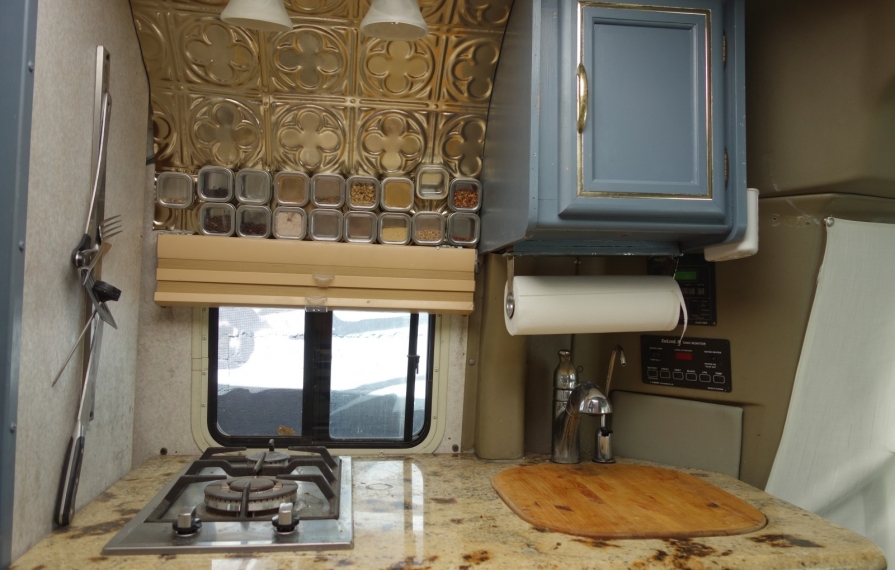 Tynan's RV kitchenette.