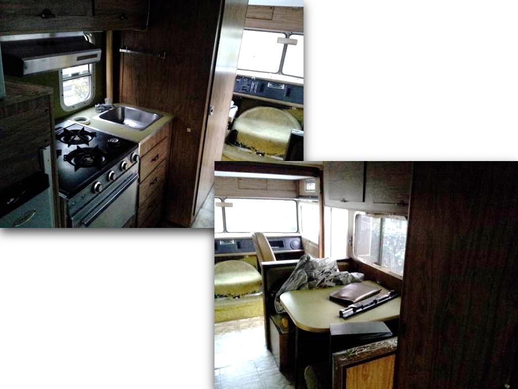Motorhome interior torn up for renovation.