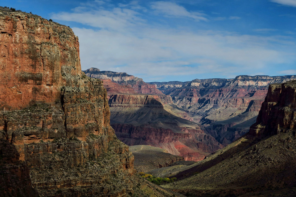 Looking out over the many colored many layers of the canyon.