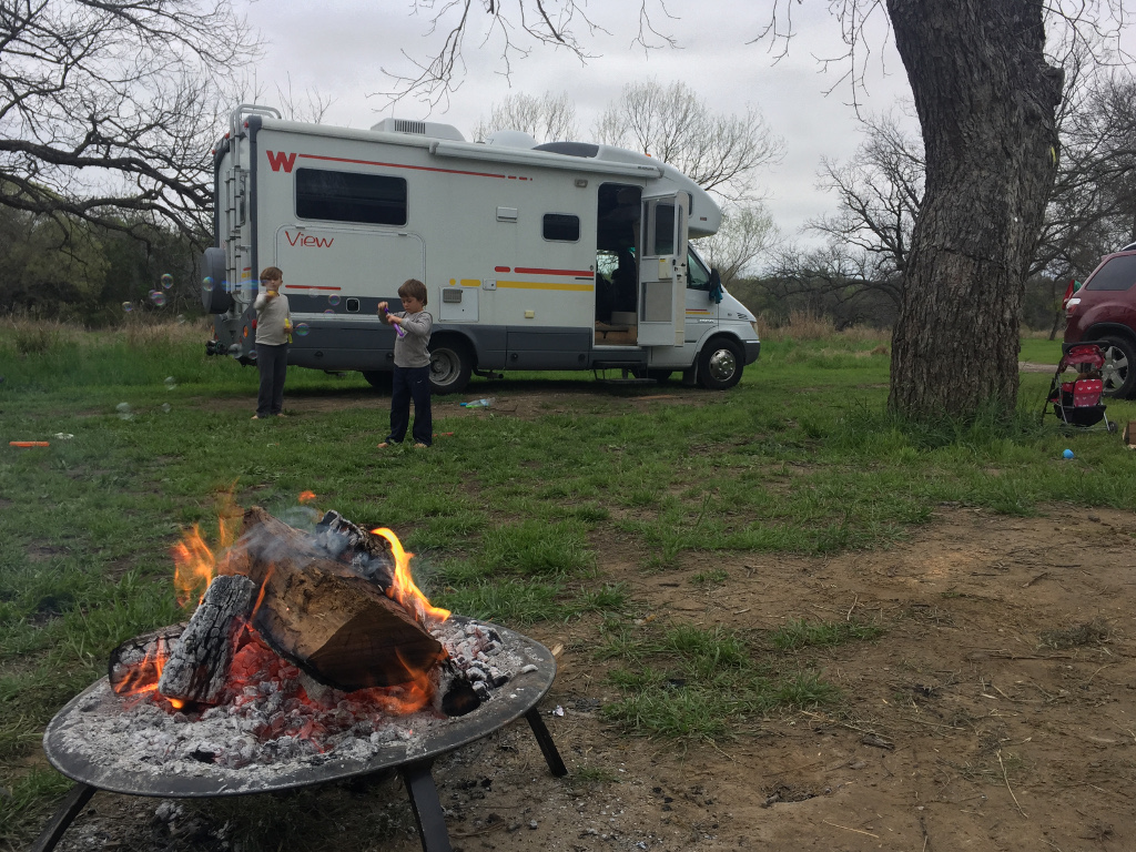Two children playing outside Winnebago View. 