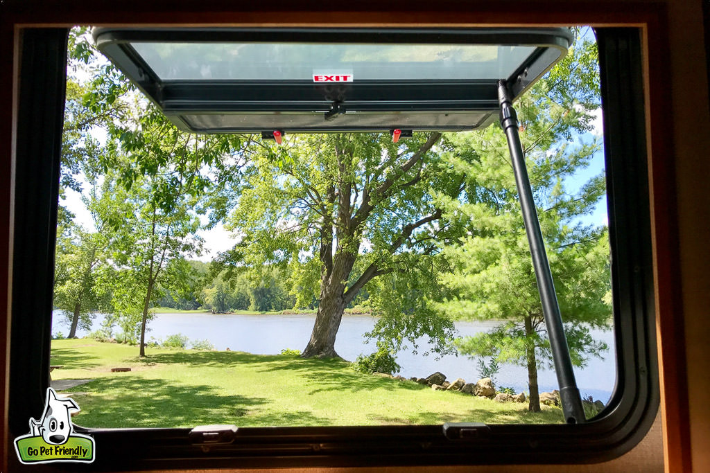 Bedroom window open as emergency exit.