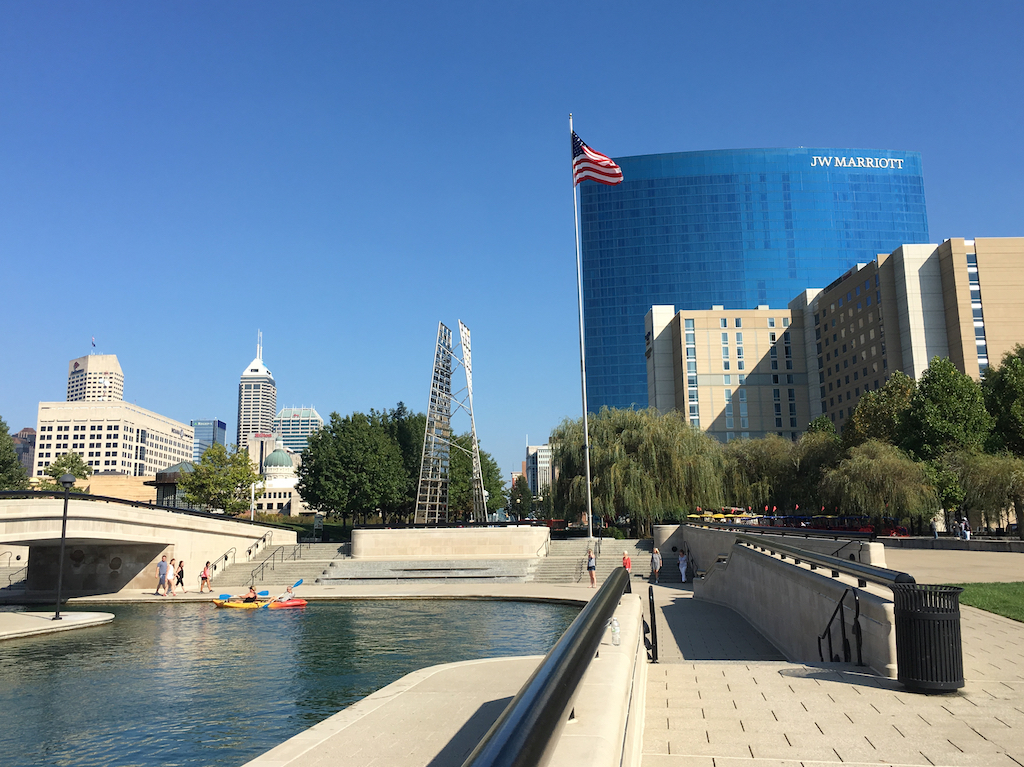 JW Marriott standing tall among other buildings in downtown Indianapolis
