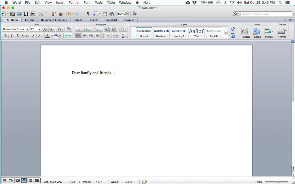 Document with text, "Dear family and friends. . ." followed by a blank page.