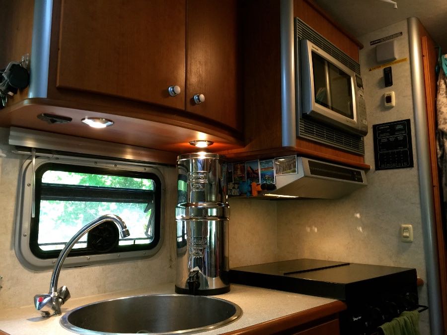 Berkey water filter on kitchen counter