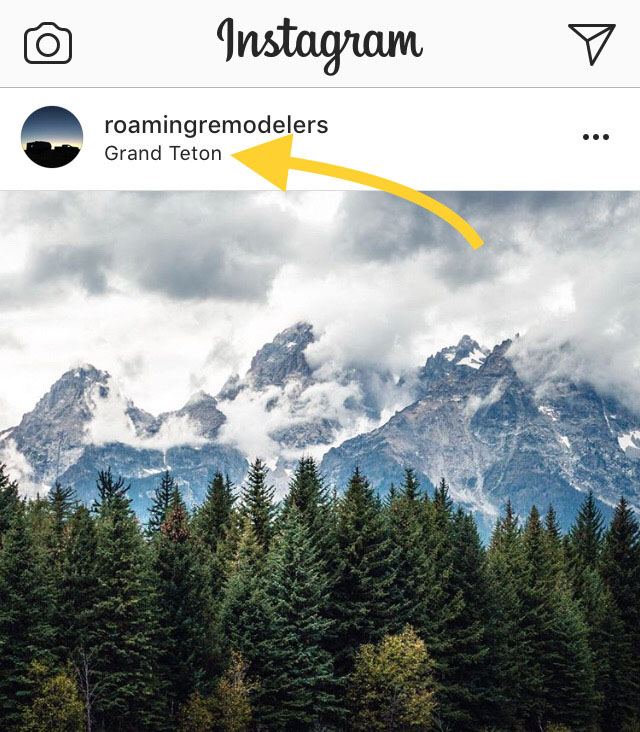 Screenshot of Instagram photo with location tagged.