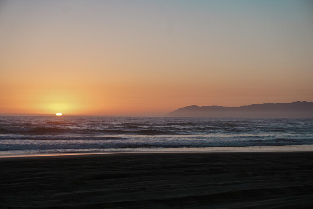 Sunset over the ocean at the beach