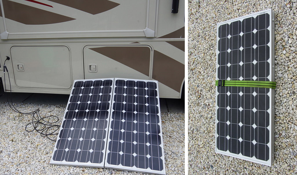 Detail view of portable solar setup