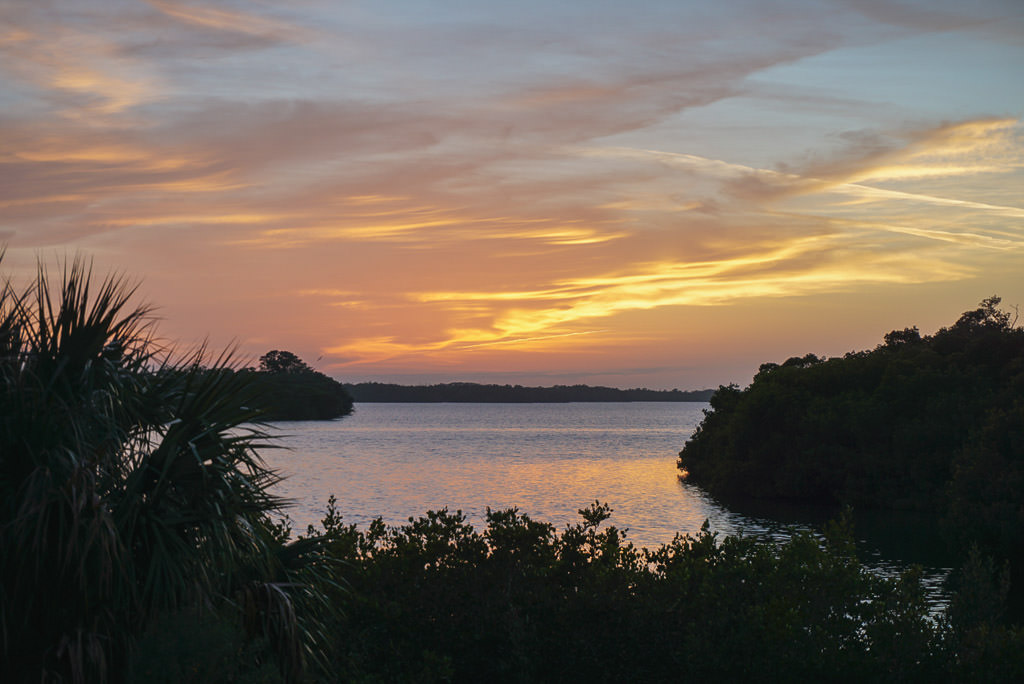 Sunset over the water