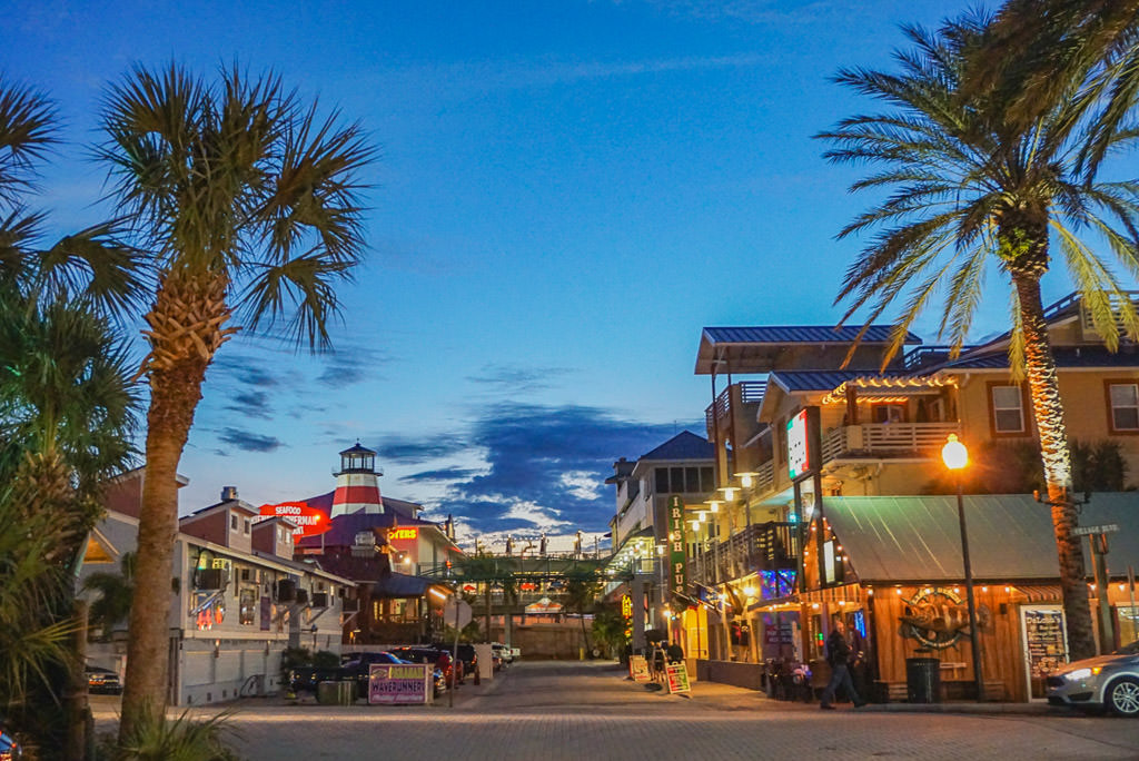John's Pass Village and Boardwalk at night