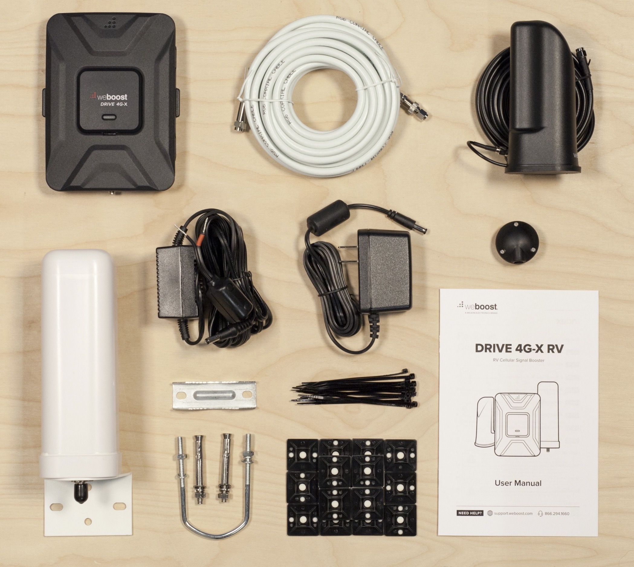 Detail view of components used in the installation of the weBoost system