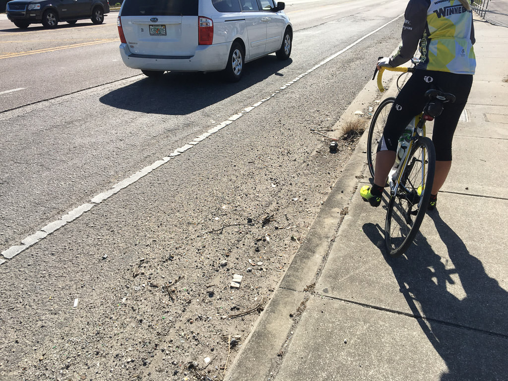 Biking on side of the road