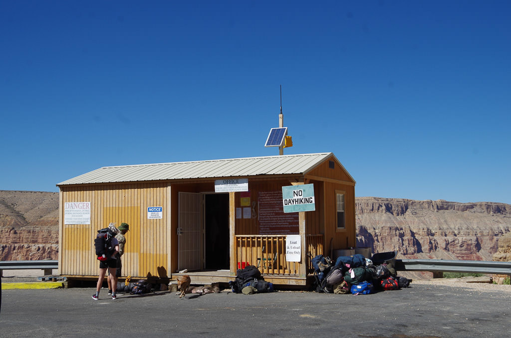 Building at the trailhead preparing for the hike