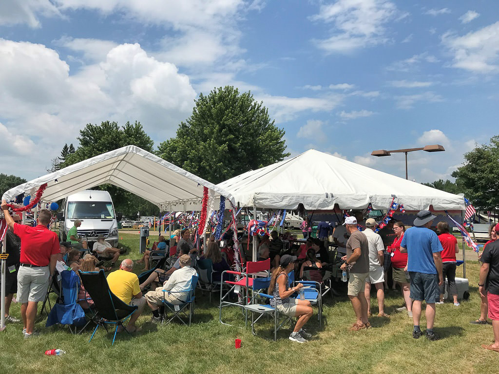 Winnie B's gathering at Grand National Rally under tents