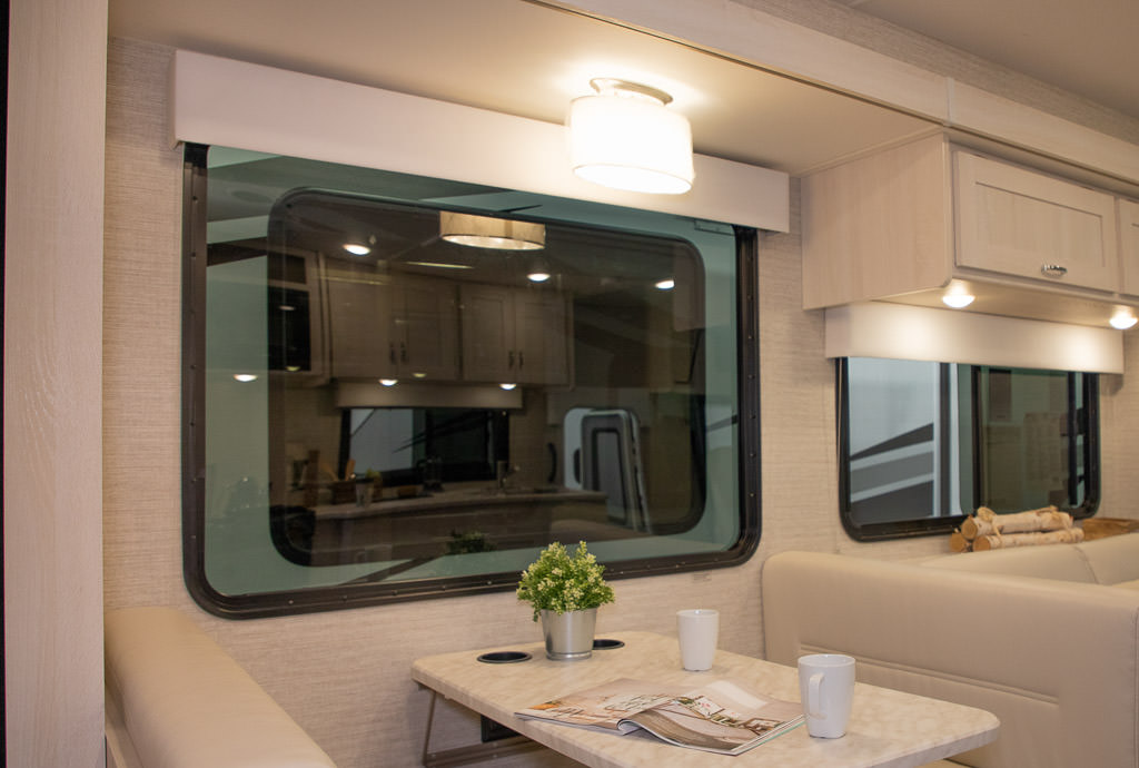 Contemporary interior dinette area of the Winnebago Intent