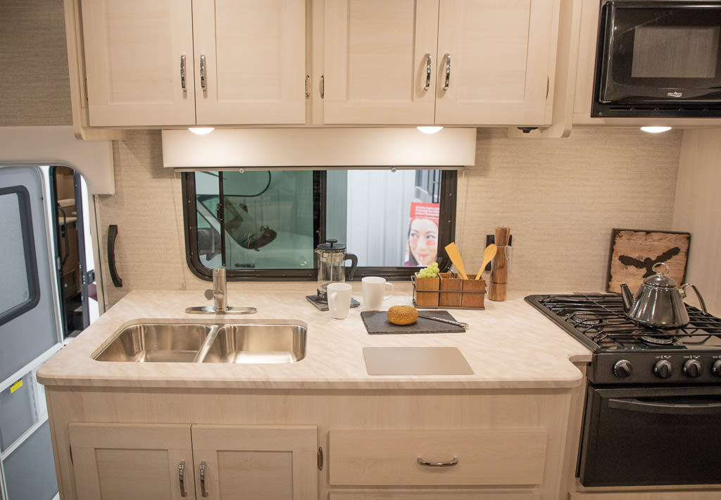 Contemporary interior kitchen of Winnebago Intent.