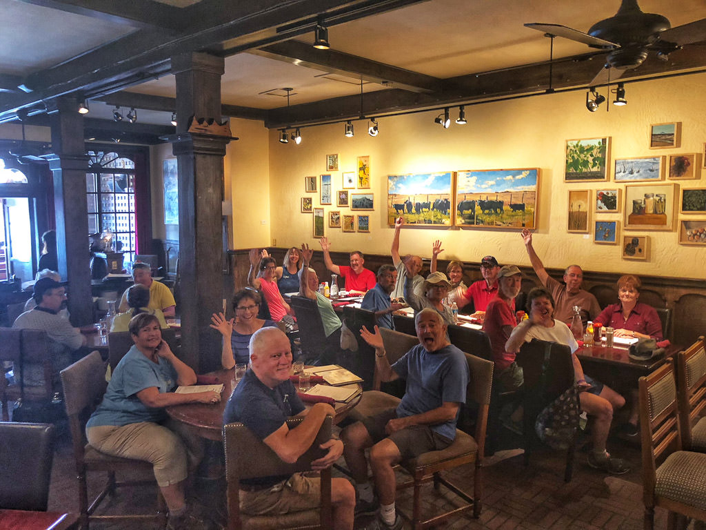WinnieB group gathered at a restaurant.