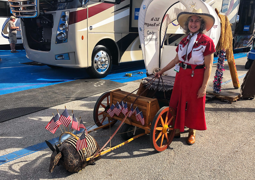 Gal dressed in western attire. 