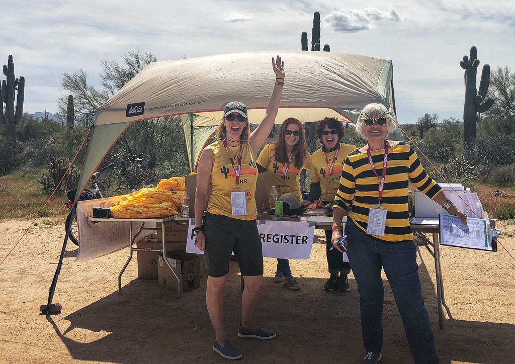 Ladies gathered at BNR registration tent.