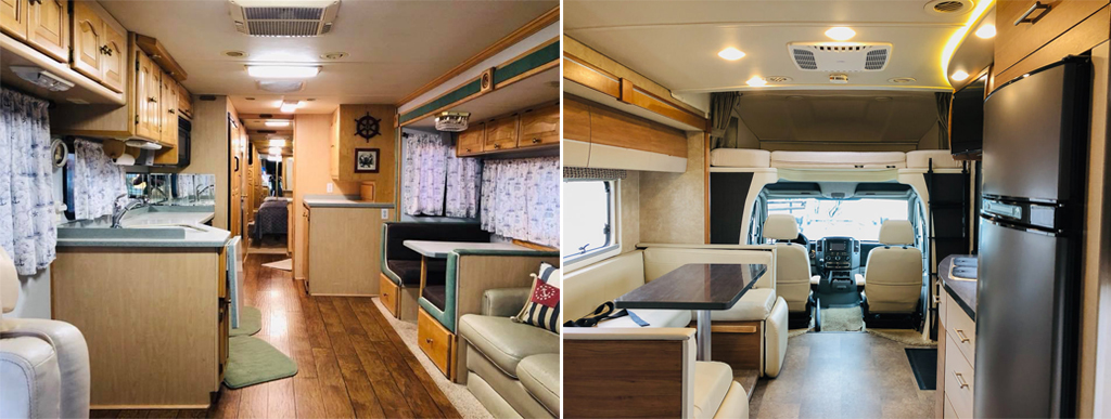 Winnebago view interior compared to the Tiffin Phaeton interior.